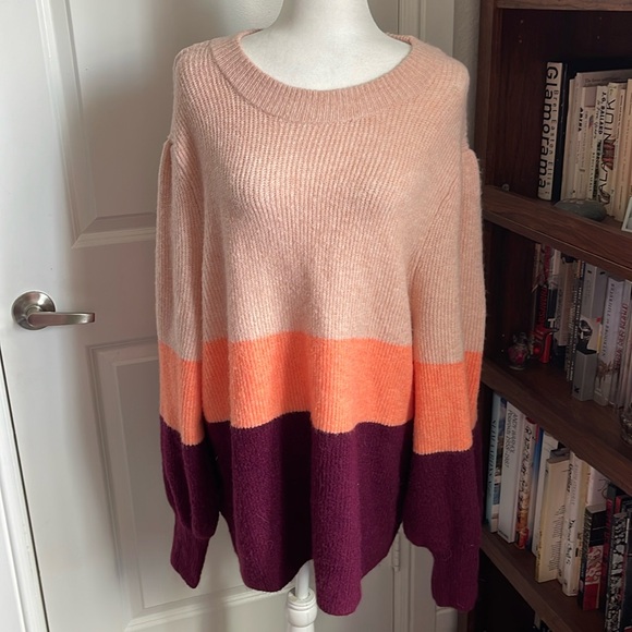 Ava & Viv Cozy Oversized Colorblock Sweater - Size 2X - Picture 1 of 5